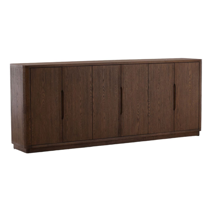 Geneva Oak Veneer Sideboard, three-quarter studio view