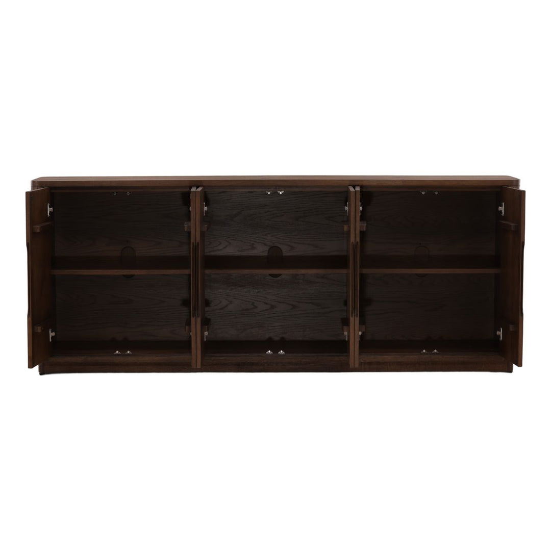 Geneva Oak Veneer Sideboard, open door view