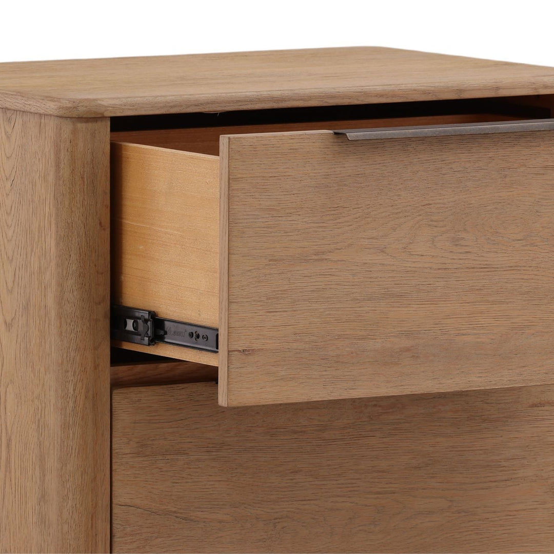 Flora Oak Veneer Nightstand, Light Natural, detail 2 view