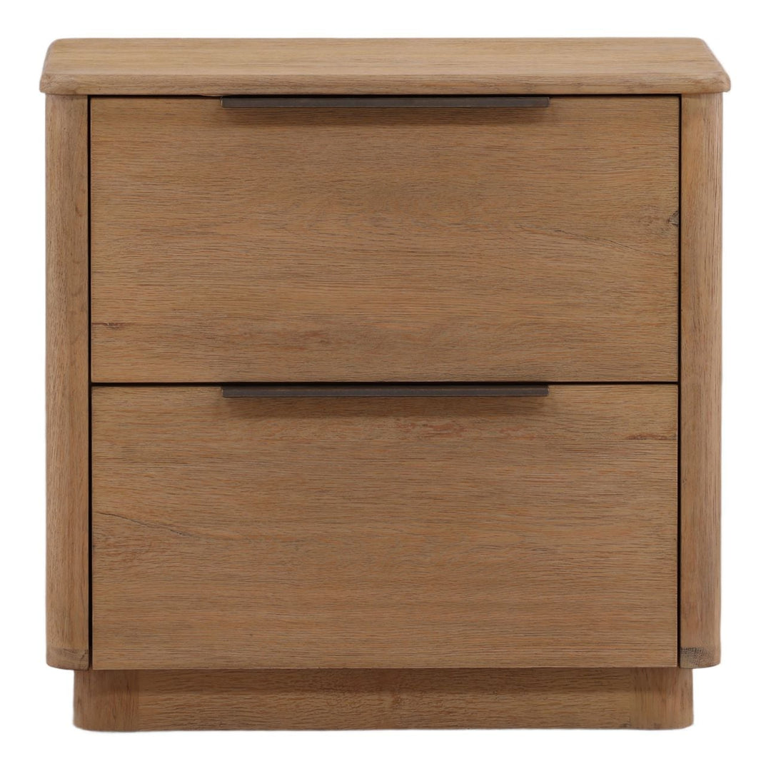 Flora Oak Veneer Nightstand, Light Natural, front view