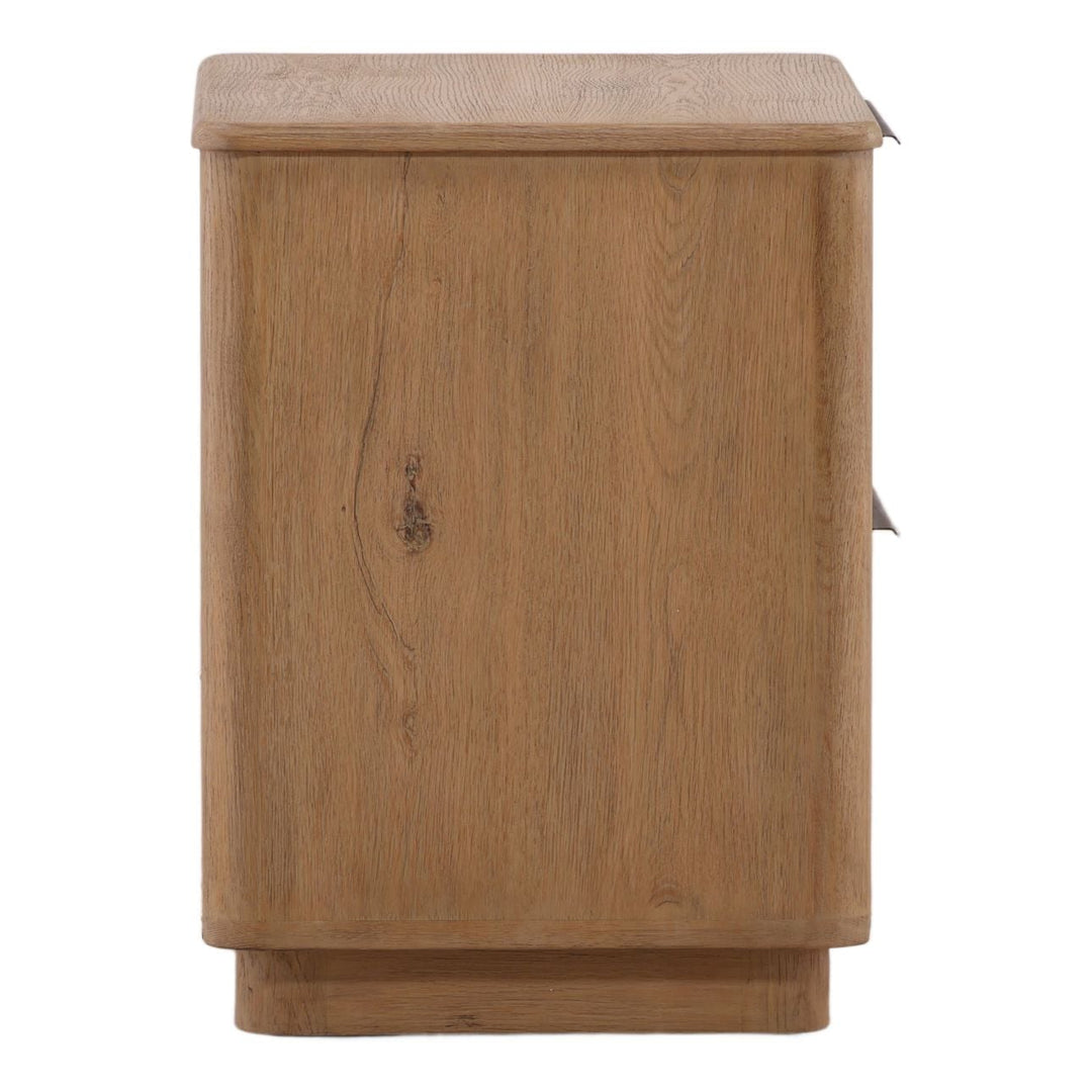 Flora Oak Veneer Nightstand, Light Natural, profile view