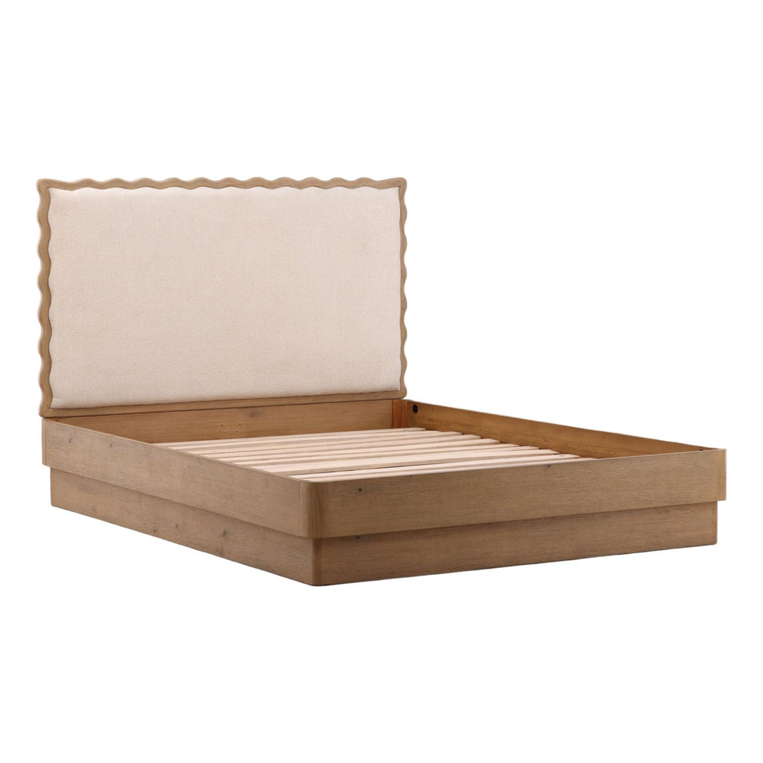 Flora Cream Upholstered Bed, back three quarter view