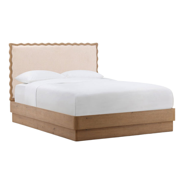Flora Cream Upholstered Bed, three-quarter studio view
