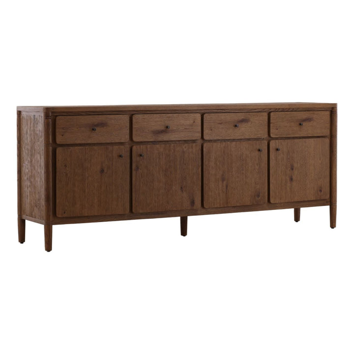 Tarin Oak Wood Sideboard, three-quarter studio view
