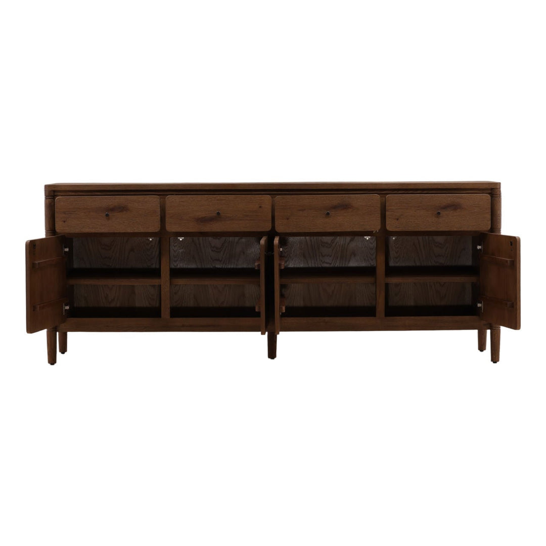 Tarin Oak Wood Sideboard, open door view