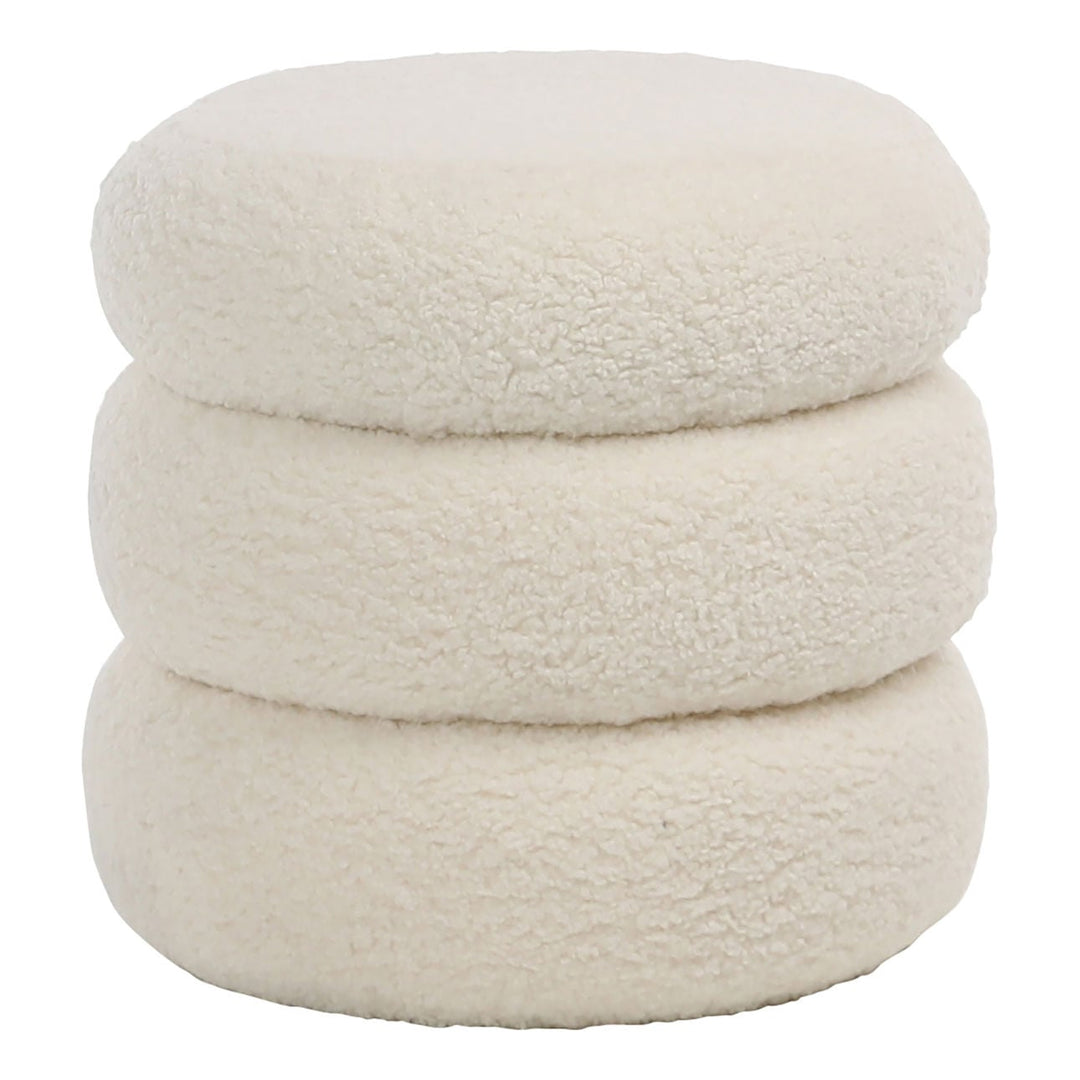 Joa Faux Sheepskin Ottoman, three-quarter studio view