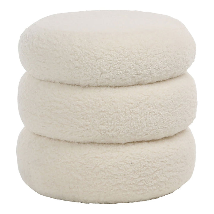 Joa Faux Sheepskin Ottoman, three-quarter studio view