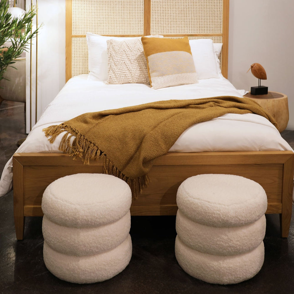 Joa Faux Sheepskin Ottoman, lifestyle view