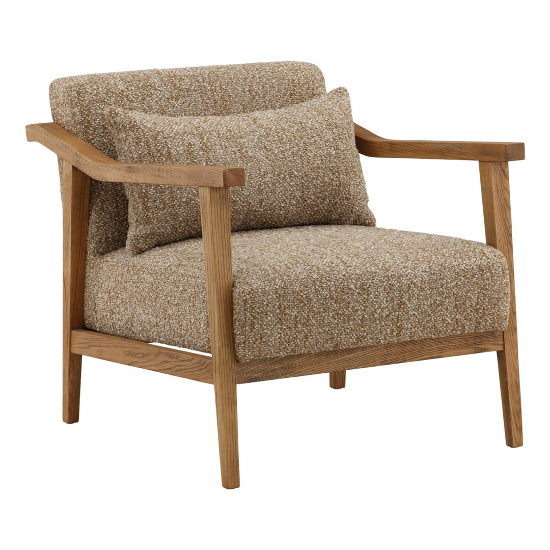 Bramwell Latte Boucle and Ash Lounge Chair, three-quarter studio view