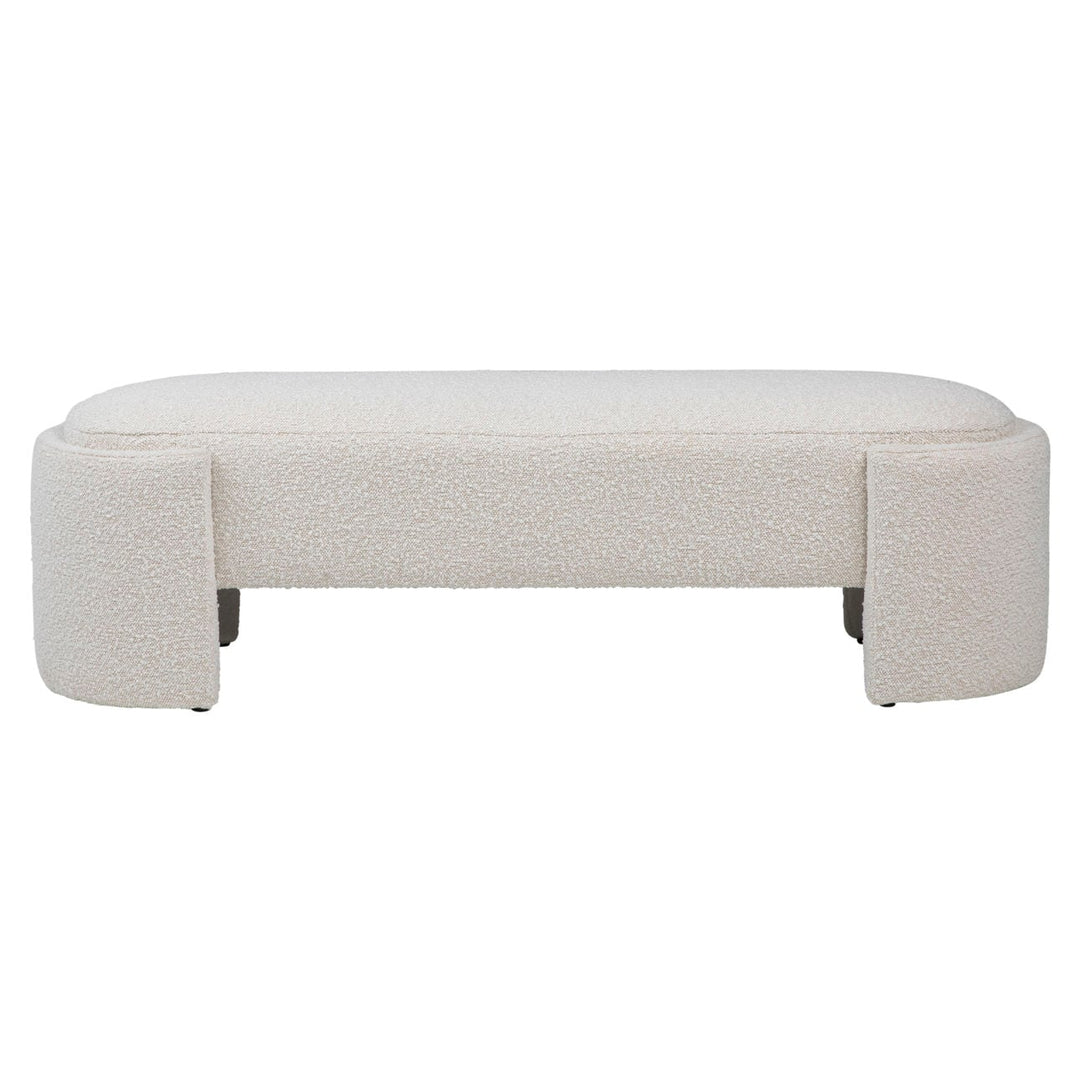 Cora Upholstered Bench, Off White, front view