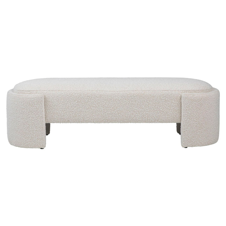 Cora Upholstered Bench, Off White, front view