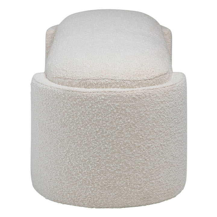 Cora Upholstered Bench, Off White, profile view