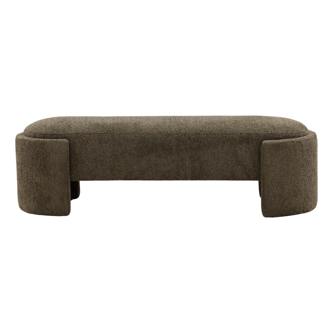 Cora Upholstered Bench, Green, front view