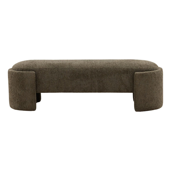 Cora Upholstered Bench, Green, front view
