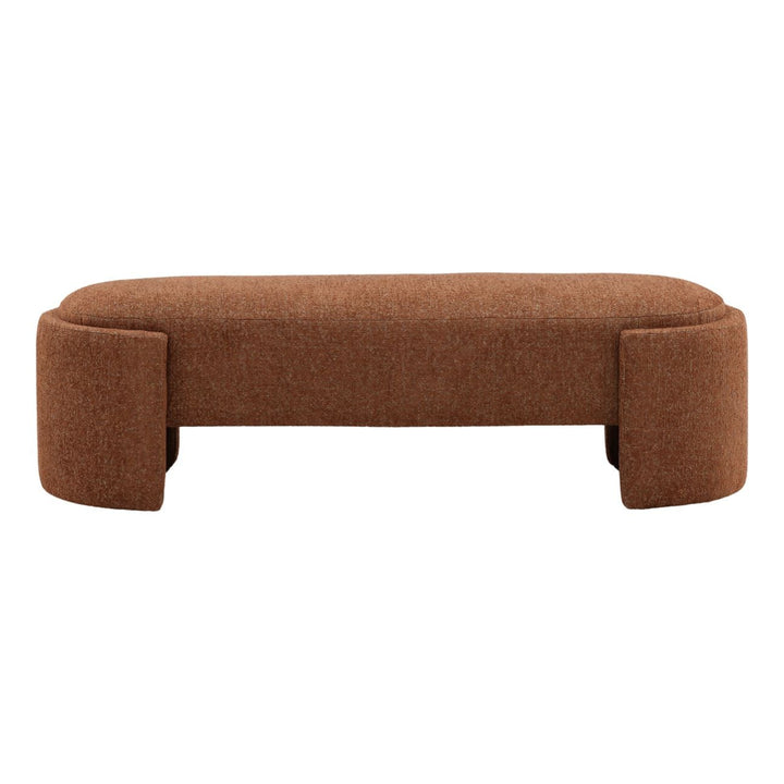 Cora Upholstered Bench, Rust, front view