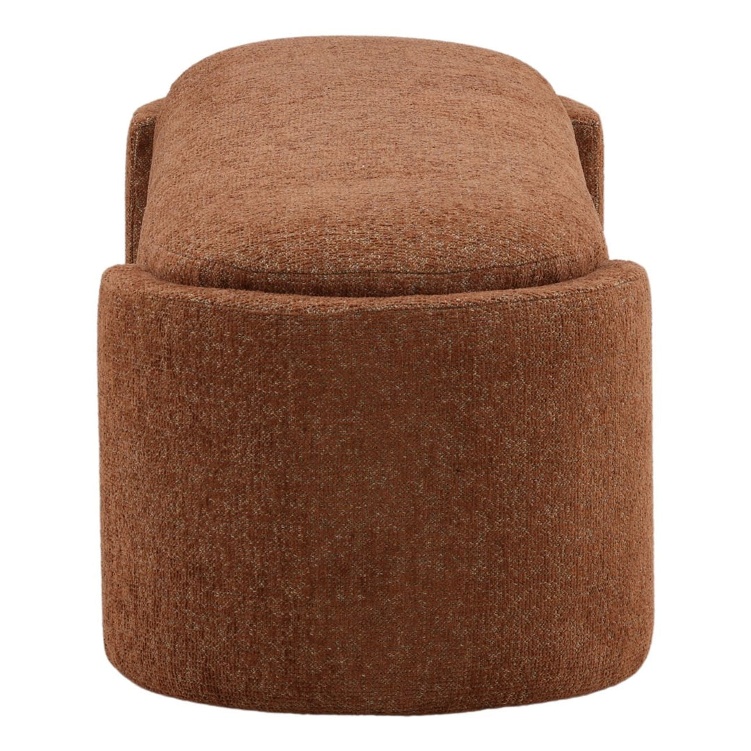 Cora Upholstered Bench, Rust, profile view