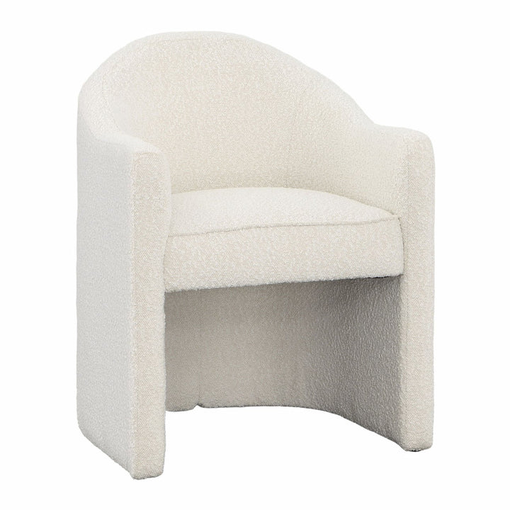 Thalia Boucle Dining Chair, Cream, three-quarter studio view