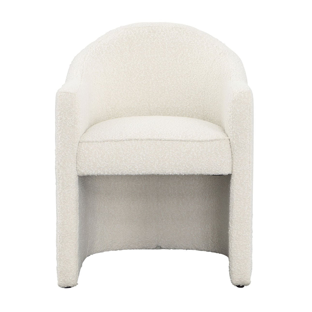 Thalia Boucle Dining Chair, Cream, front view