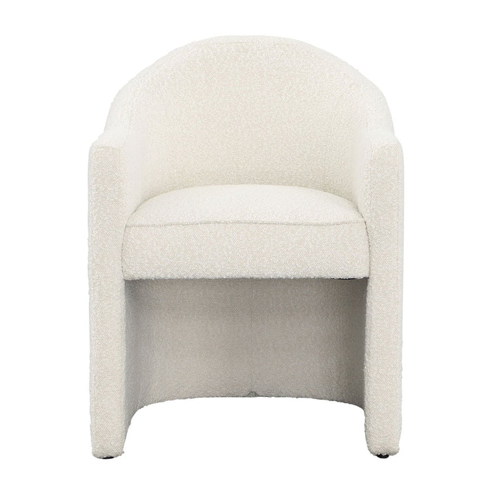 Thalia Boucle Dining Chair, Cream, front view