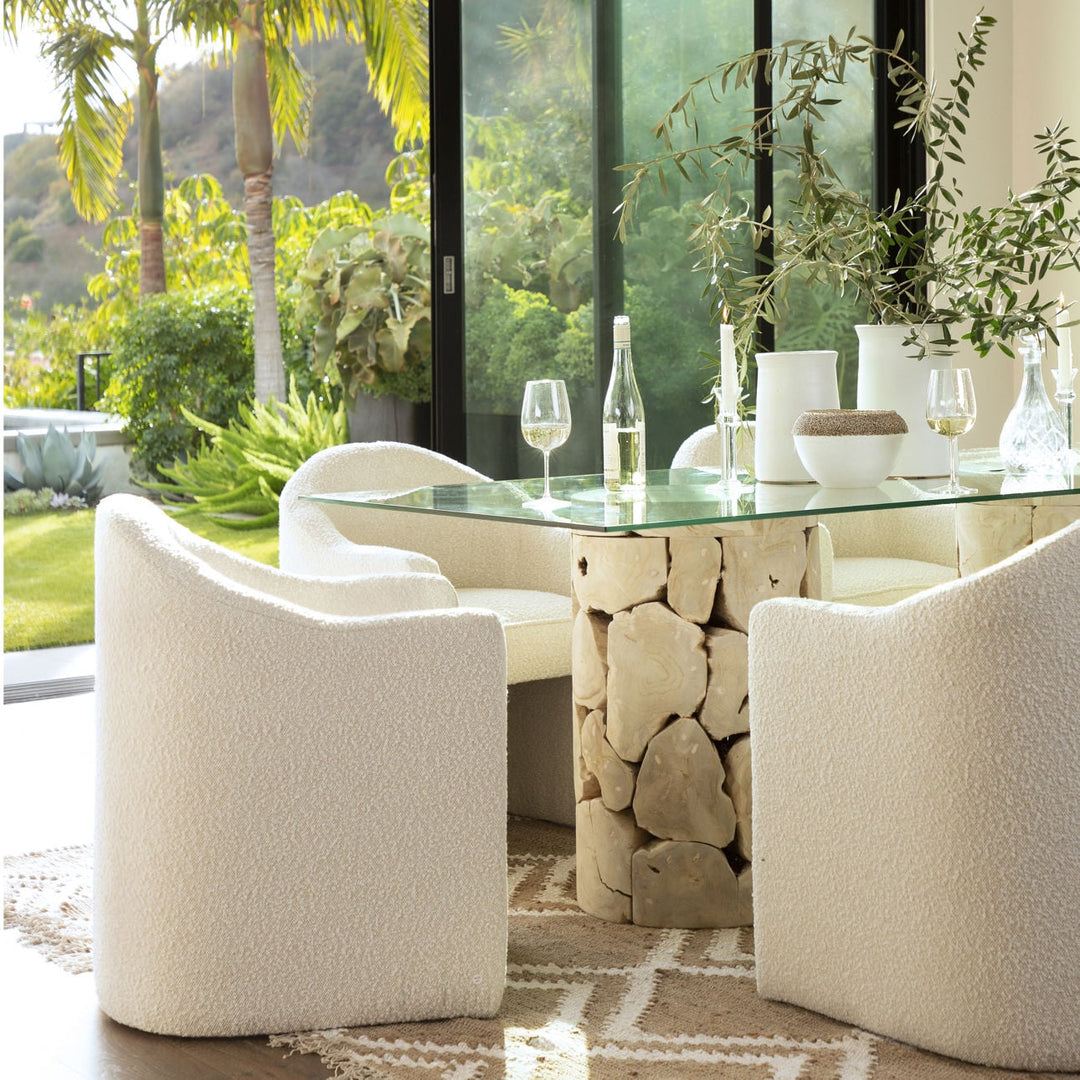 Thalia Boucle Dining Chair, Cream, lifestyle view
