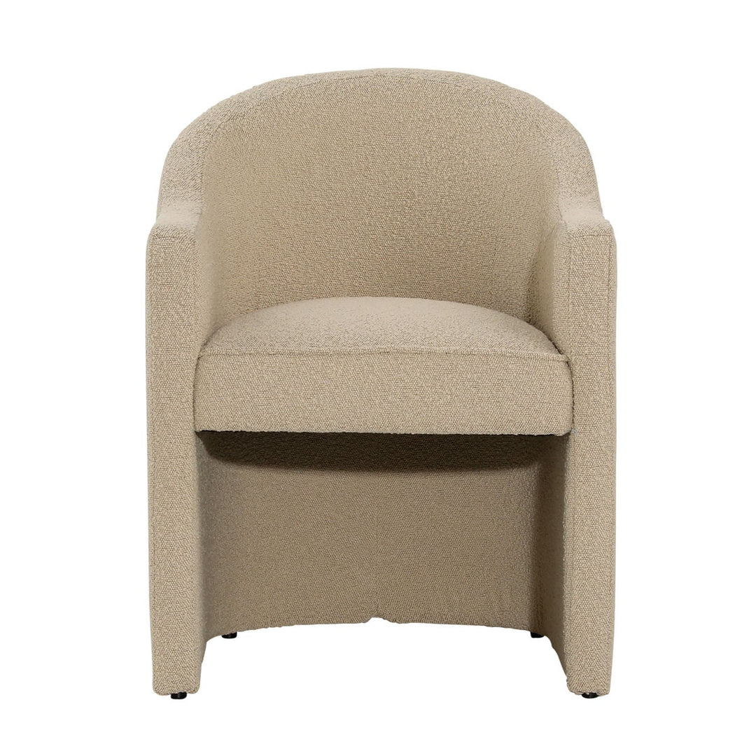 Thalia Boucle Dining Chair, Sand, front view