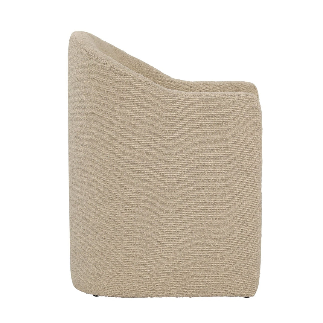 Thalia Boucle Dining Chair, Sand, profile view