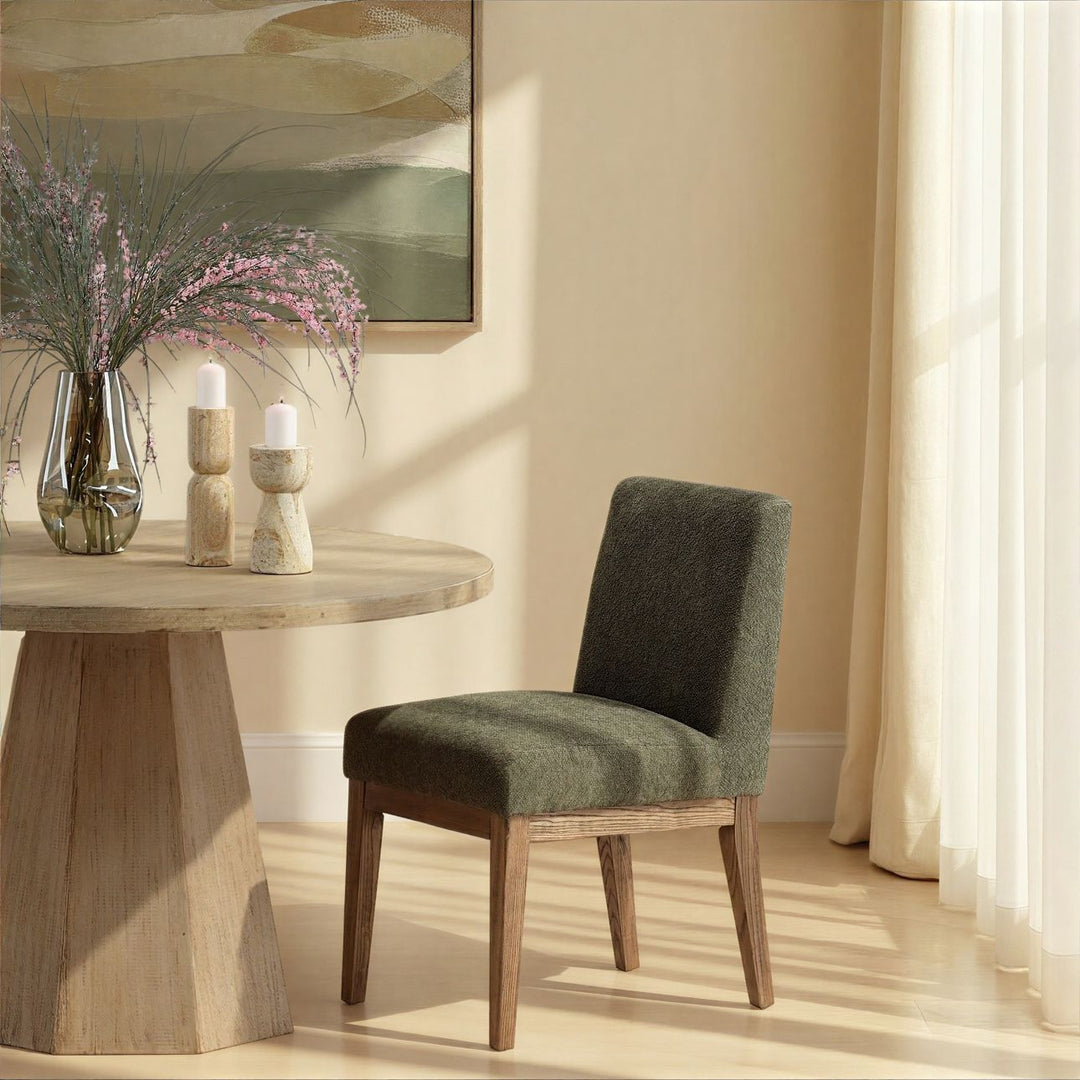Weiland Upholstered Dining Chair, Charlotte Olive and Natural, lifestyle view