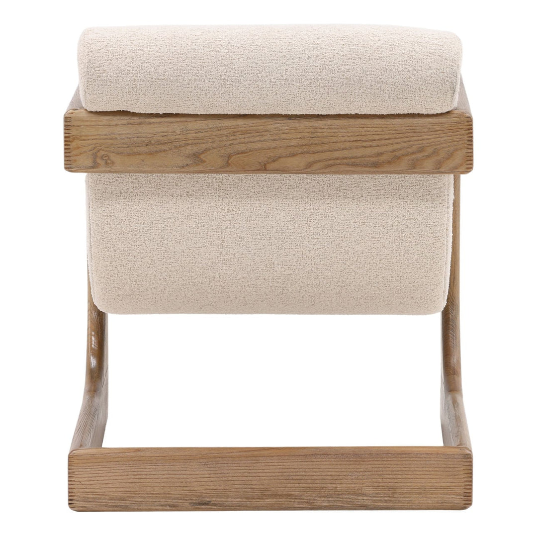 Briar Ash Wood Lounge Chair, Cream, back view