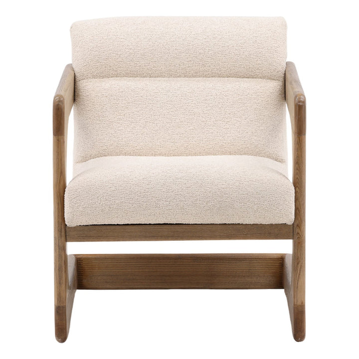 Briar Ash Wood Lounge Chair, Cream, front view