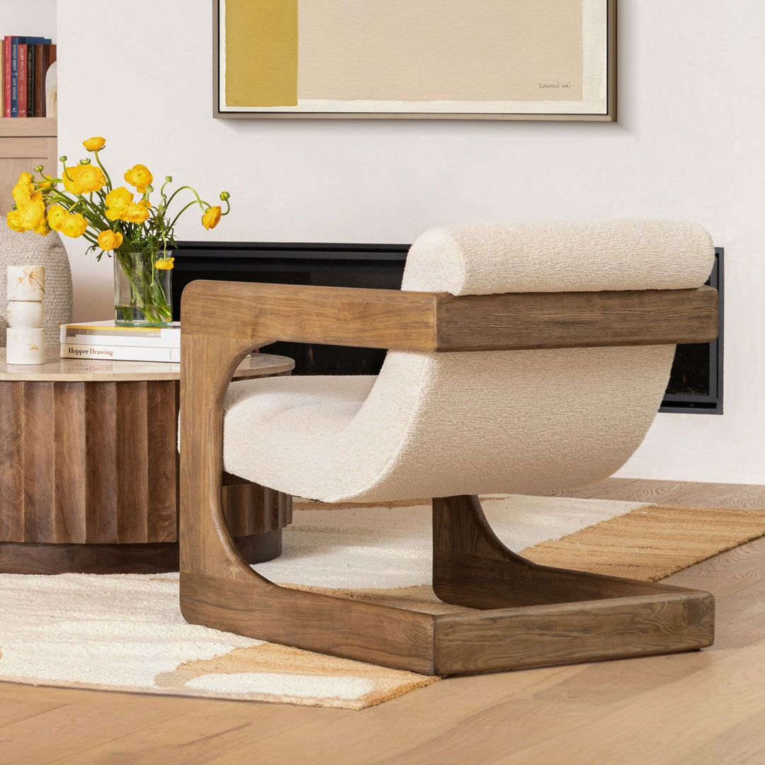 Briar Ash Wood Lounge Chair, Cream, lifestyle view
