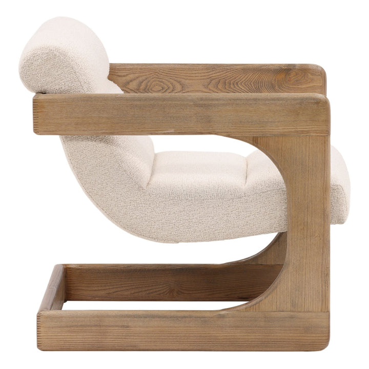 Briar Ash Wood Lounge Chair, Cream, profile view