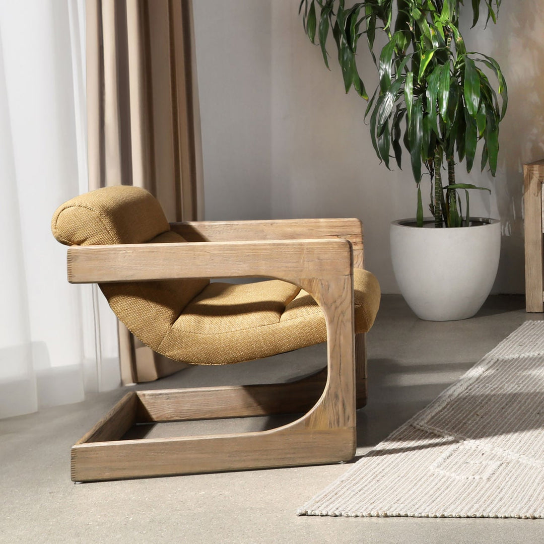 Briar Ash Wood Lounge Chair, Mustard, lifestyle view