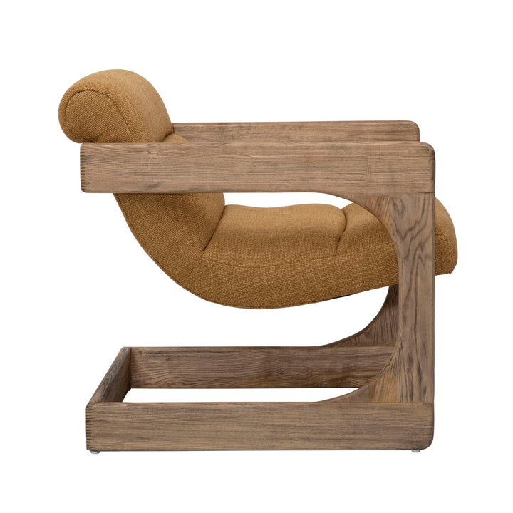 Briar Ash Wood Lounge Chair, Mustard, profile view