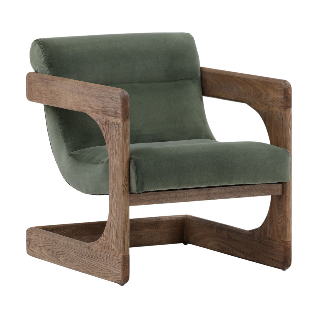 Briar Ash Wood Lounge Chair, Sage, three-quarter studio view