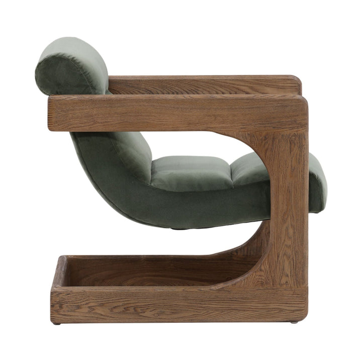 Briar Ash Wood Lounge Chair, Sage, profile view