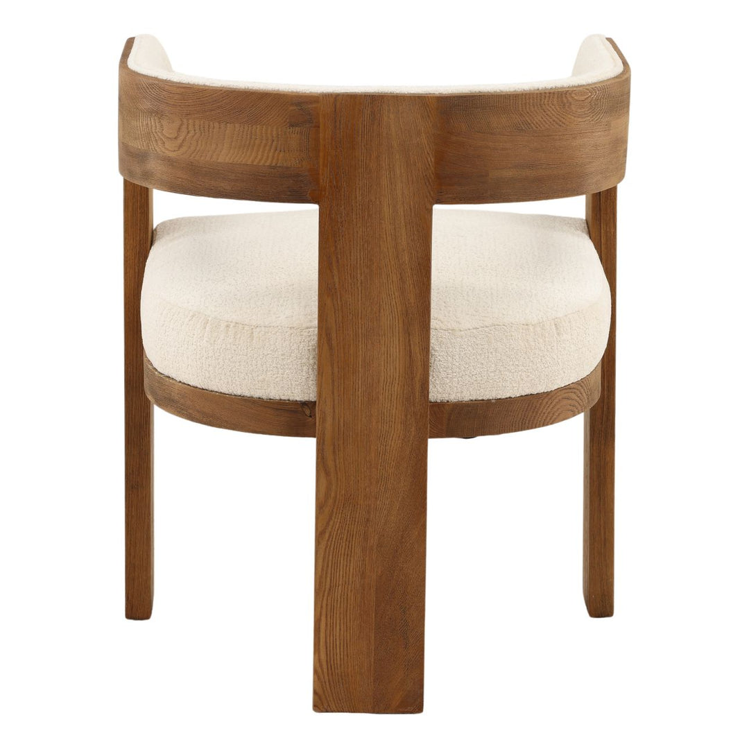 Nadine Chenille and Ash Dining Chair, Cream and Natural, back view