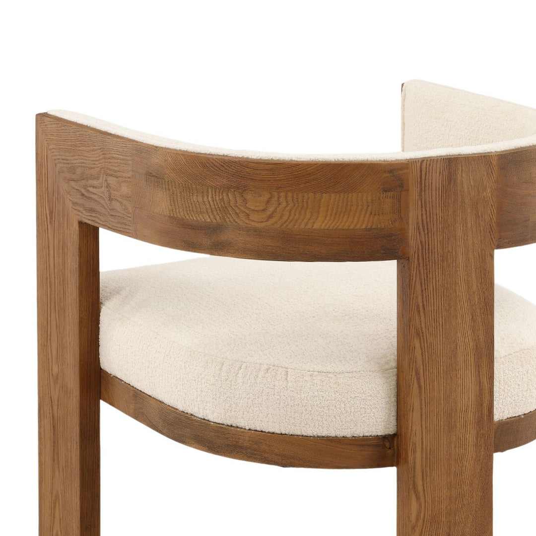 Nadine Chenille and Ash Dining Chair, Cream and Natural, detail 1 view