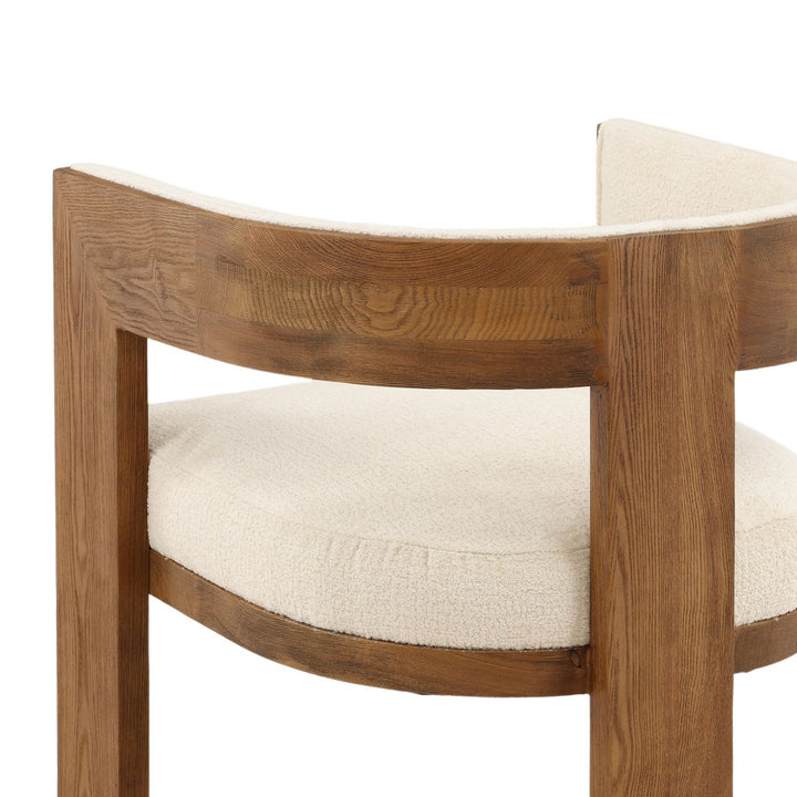 Nadine Chenille and Ash Dining Chair, Cream and Natural, detail 1 view