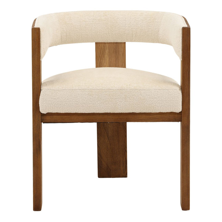Nadine Chenille and Ash Dining Chair, Cream and Natural, front view