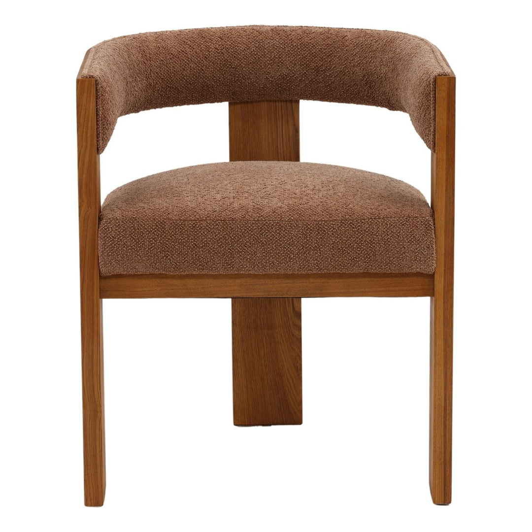 Nadine Chenille and Ash Dining Chair, Latte and Natural, front view