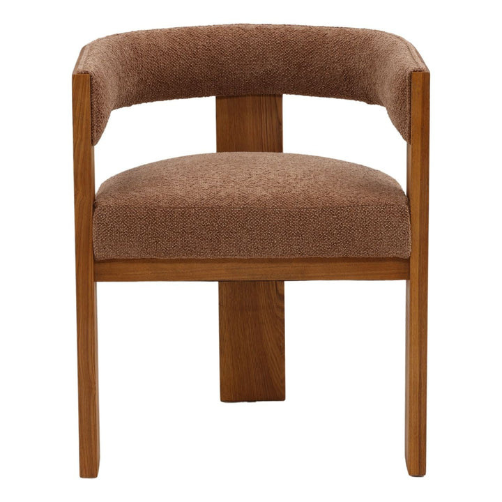 Nadine Chenille and Ash Dining Chair, Latte and Natural, front view