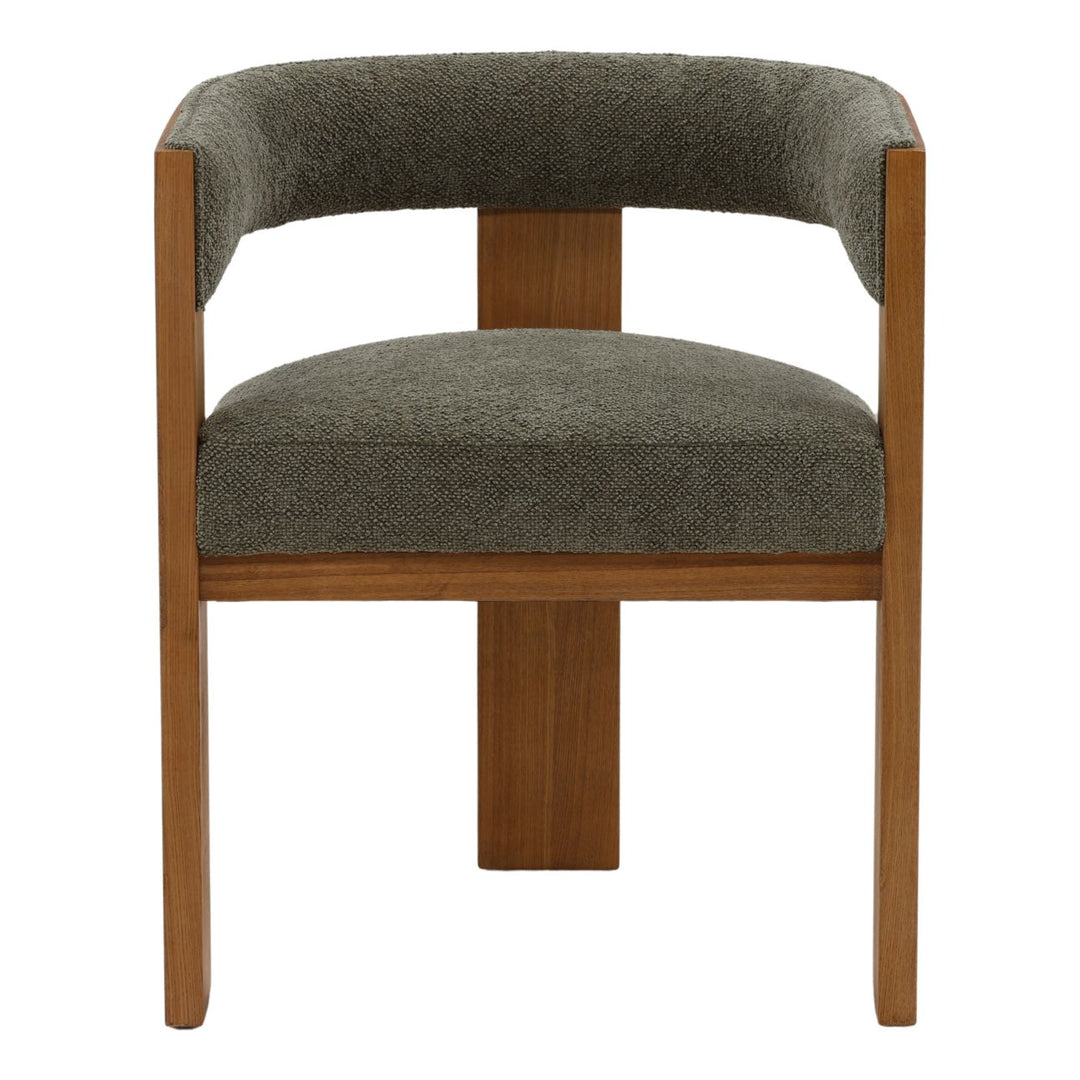Nadine Chenille and Ash Dining Chair, Olive and Natural, front view