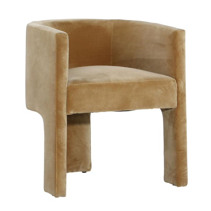 Olympia Upholstered Dining Chair, Hudson Camel Velvet, three-quarter studio view