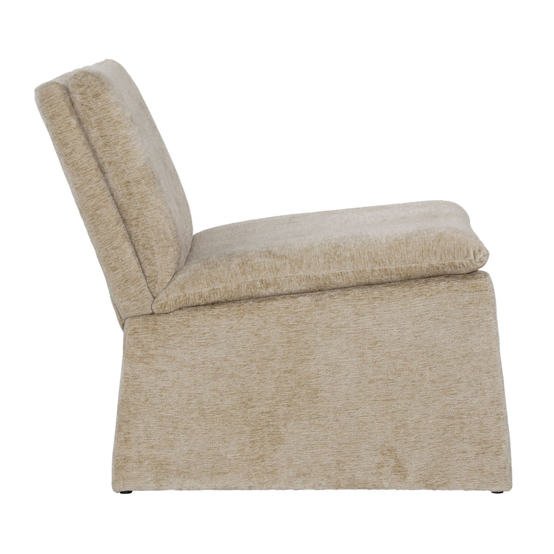Giselle Sand Upholstered Pine Lounge Chair, profile view