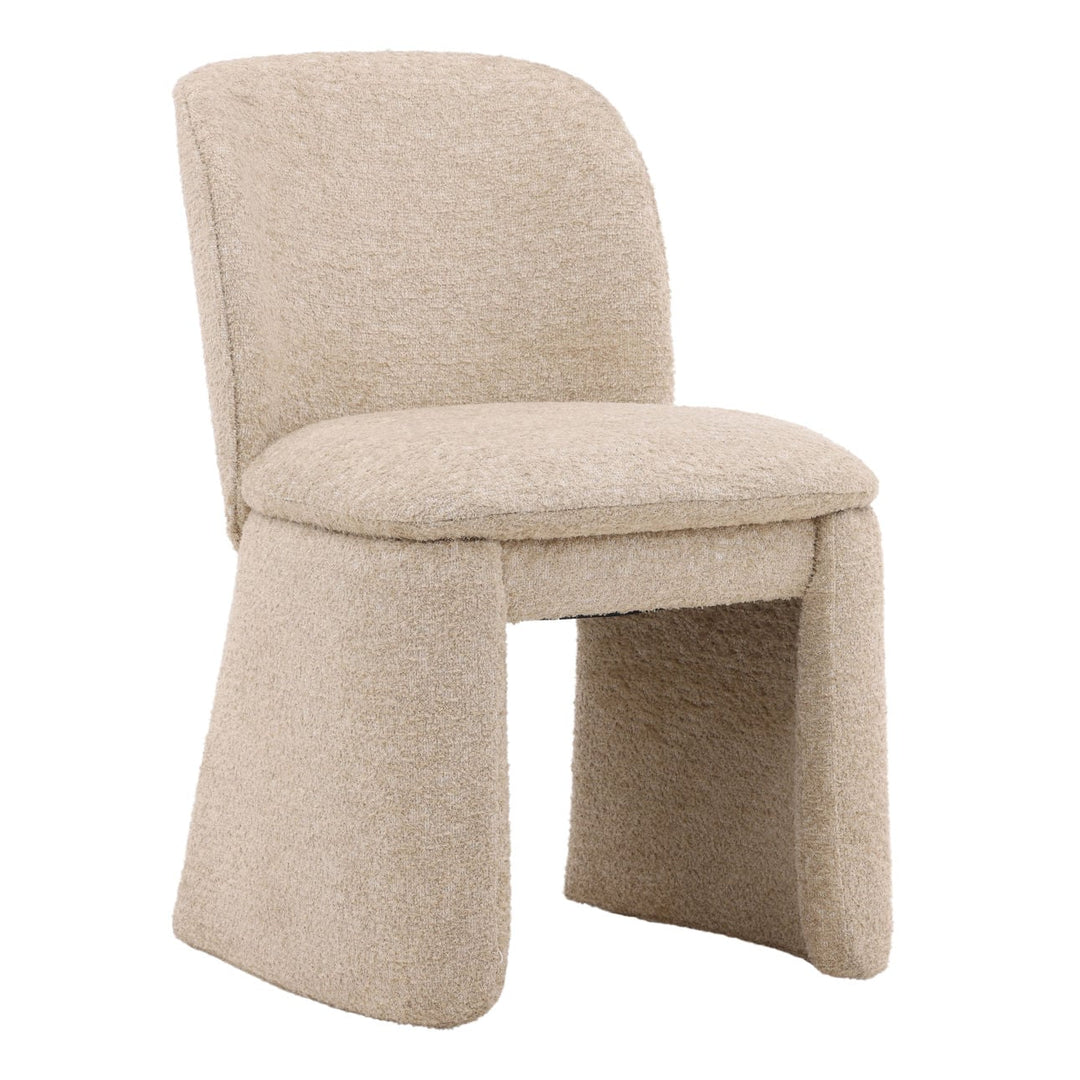 Kieran Upholstered Dining Chair, Walden Sand Performance Fabric, three-quarter studio view