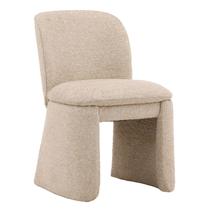 Kieran Upholstered Dining Chair, Walden Sand Performance Fabric, three-quarter studio view