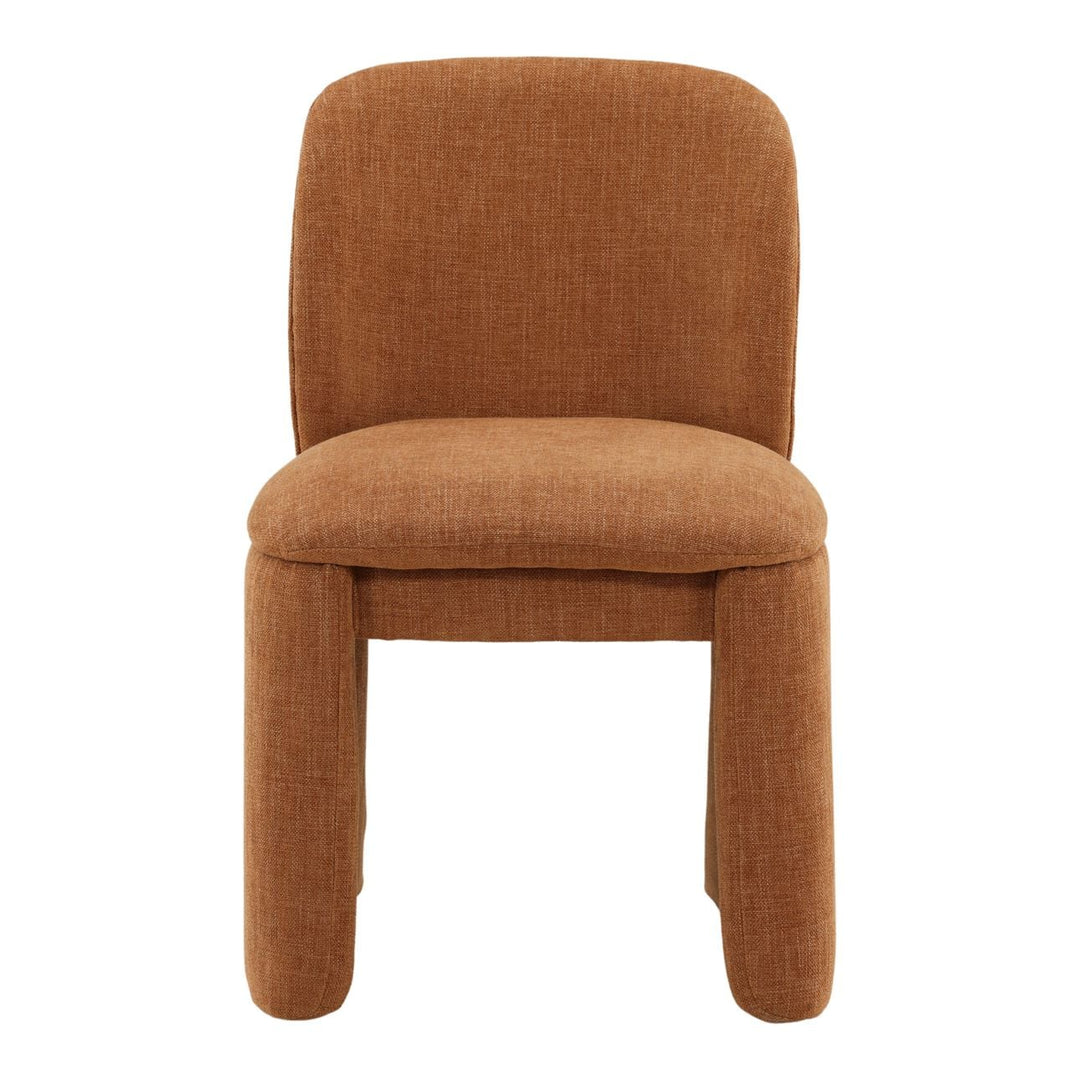 Kieran Upholstered Dining Chair, Topanga Terracotta Basketweave, front view