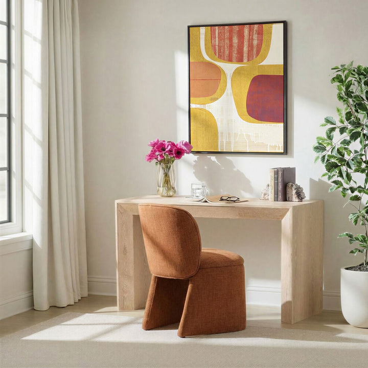 Kieran Upholstered Dining Chair, Topanga Terracotta Basketweave, lifestyle view