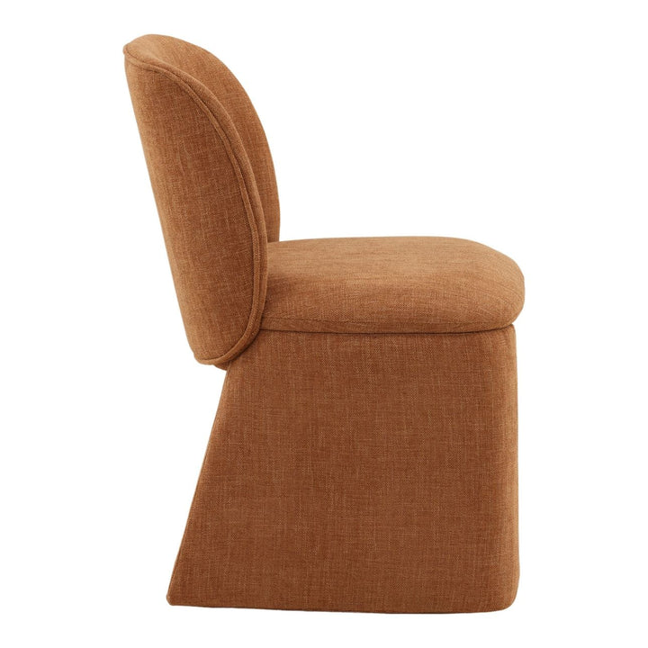 Kieran Upholstered Dining Chair, Topanga Terracotta Basketweave, profile view