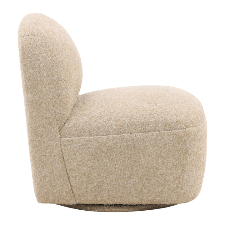 Darven Sand Upholstered Swivel Chair, profile view